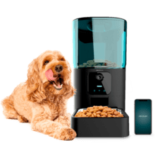 Pumba 6000 Purrfect Meal Smart Vision Comedouro automático para animais de estimação com controlo por Wi-Fi, câmara, gravador de voz, capacidade de 6 litros e controlo de porções.