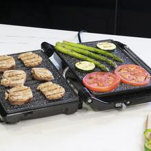 Rock'nGrill 750 Full Open M. Parrilla Eléctrica con 750 W, Plancha Sandwichera, Revestimiento de Piedra RockStone, Apertura de 180º, Superficie 23x14,5, Pinza de cierre y Hueco recogecables