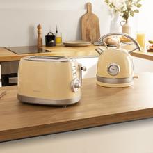 Toaster Toast&Taste 800 Vintage Light Yellow. 850 W, Doppelter extra breiter 3,8 cm Doppelschlitz, 2 Toasts, Edelstahl, Vintage-Stil, 3 Funktionen, Gelb