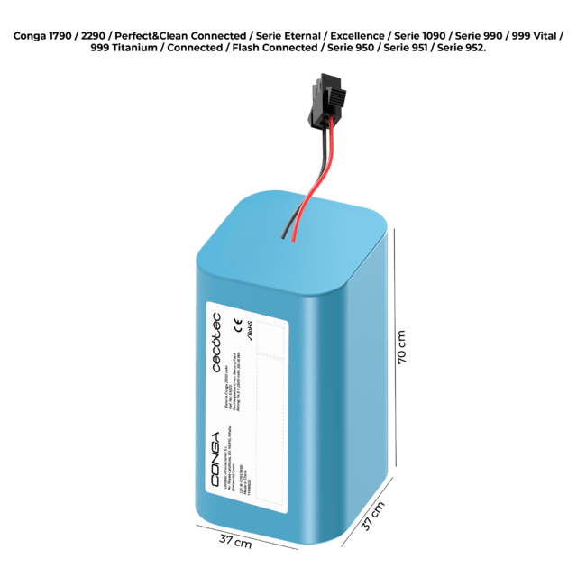 Batería Conga 2600 mAh Batería de repuesto para robots aspirador. 14,8 V. 2600 mAh. Compatible con Series Conga 990/ Serie Conga Eternal/ Serie Conga 7290/ Serie Conga 7490