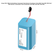 Batería Conga 2600 mAh Batería de repuesto para robots aspirador. 14,8 V. 2600 mAh. Compatible con Series Conga 990/ Serie Conga Eternal/ Serie Conga 7290/ Serie Conga 7490