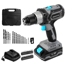 CecoRaptor Perfect Drill 2020 Brushless Ultra. Berbequim de bateria de 20 V e 2000 mAh com uma velocidade sem carga de 2000 rpm, um torque máximo de 46 Nm, 25+1 posições de torque e 2 velocidade.