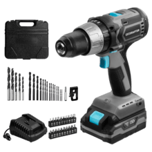 CecoRaptor Perfect Drill 2020 X-Treme Akku-Bohrmaschine, Bohrmaschine und Hammer. Batterie 20 V und 2000 mAh, Drehzahl 1800 U/min, Max. Drehmoment 50 Nm, 25+1+1 Positionen