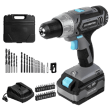 CecoRaptor Perfect Drill 4020 Advance. Taladro Atornillador y Perforador de Batería 20 V y 4000 mAh, Velocidad sin carga de 1550 rpm, Torque máximo de 46 Nm, 25+1 Posiciones