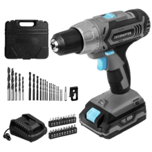 CecoRaptor Perfect Drill 2020 Advance Akku-Bohrmaschine & Bohrer. Batterie 20 V und 2000 mAh, Leerlaufdrehzahl 1550 rpm, Max. Drehmoment 46 Nm, 25+1 Positionen