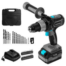 Perceuse visseuse à percussion sur batterie CecoRaptor Perfect ImpactDrill 4020 Brushless Ultra. Batterie de 20 V et 4000 mAh, vitesse de 2000 tr/min, cadence de frappe de 30000 bpm