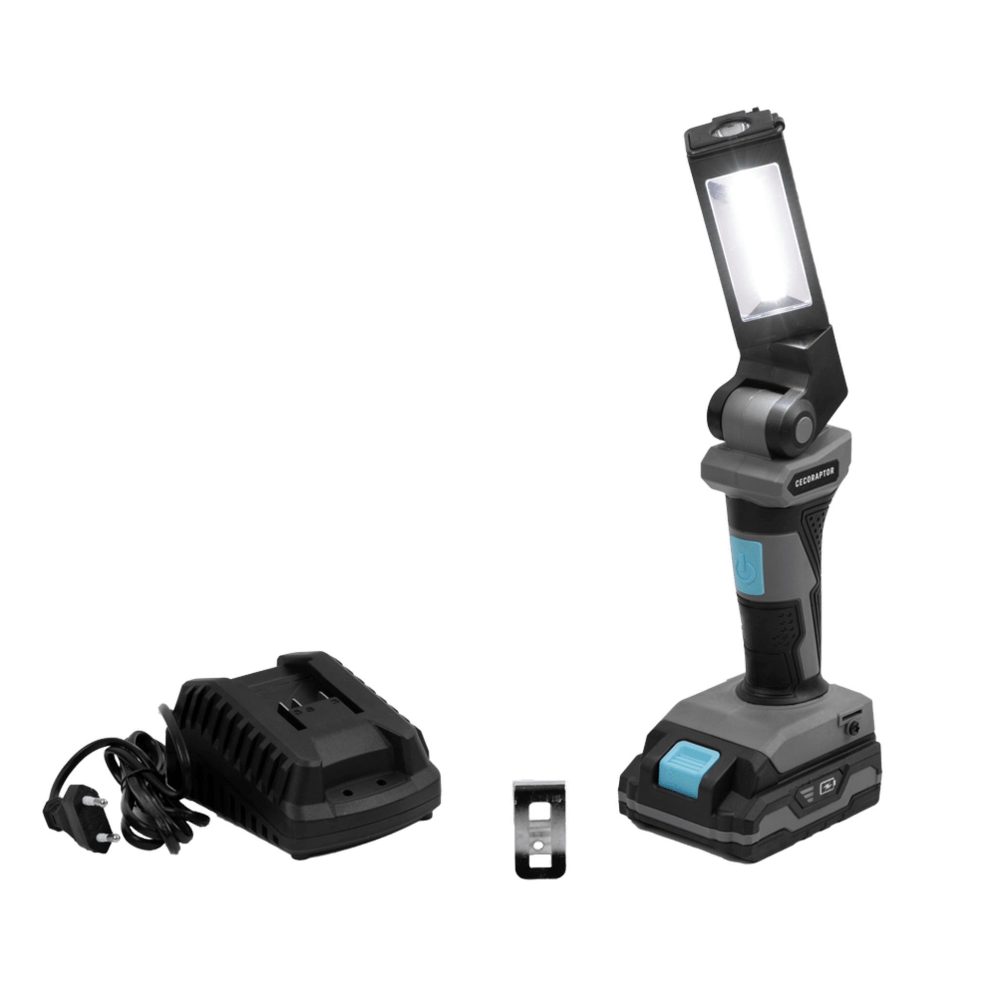 Luz de Trabajo sin Cables CecoRaptor WorkLight 2020 Advance. 20 V y 2000 mAh, 5 W, Frontal 300lm + Lateral 250lm