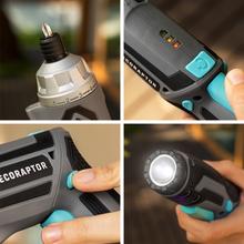 Destornillador eléctrico CecoRaptor Perfect Work CecoRaptor Perfect Work 4 V 1500 mAh Akkuschrauber, USB aufladbar, mit einer Leerlaufdrehzahl von 200 U/min, maximalem Drehmoment von 4 Nm mit 6+1 Positionen, 1/4" (6,35mm) Sechskantfutter, Arbeitsleuchte und einer Akkulaufzeit von bis zu 60 min.
