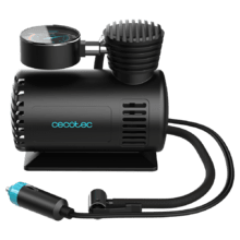 CecoRaptor Perfect Pump Hinchador con voltaje de 12V. Corriente máxima de 10 A. Presión máxima de 250 PSI. Diámetro del cilindro de 16 mm, de cable de 2.8 m con mechero y manguera de aire de 0.5 m