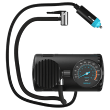 CecoRaptor Perfect Pump Hinchador con voltaje de 12V. Corriente máxima de 10 A. Presión máxima de 250 PSI. Diámetro del cilindro de 16 mm, de cable de 2.8 m con mechero y manguera de aire de 0.5 m