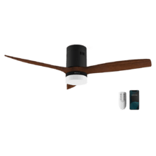 Ventilatore da soffitto EnergySilence Aero 5600 Black Aqua Connected 40 W 52” con telecomando, controllo Wi-Fi e telecomando, protezione IP44, 6 velocità, 3 pale, modalità inverno-estate e timer fino a 8 ore.