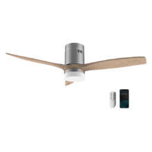 Ventilatore da soffitto EnergySilence Aero 5600 Steel Aqua Connected 40 W 52" con telecomando, controllo Wi-Fi e telecomando, protezione IP44, 6 velocità, 3 pale, modalità inverno-estate e timer fino a 8 ore