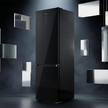 Bolero CoolMarket Combi 405 WL Elite Black Glass A - Frigorífico Combi Black Glass con interior Elite Grey y MAX INSIDE, Full LED Wall, Fresh Flex, Elite Grey, FlexiRacks, Display Full Color, Total NoFrost, Puerta Reversible, Compresor Inverter Plus, Ultra Silencioso 33dB, Modo ECO, Ultra Fast Freezing, Fast Cooling, Clase Energética A.