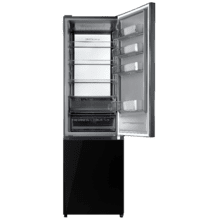 Bolero CoolMarket Combi 405 WL Elite Black Glass A - Frigorífico Combi Black Glass con interior Elite Grey y MAX INSIDE, Full LED Wall, Fresh Flex, Elite Grey, FlexiRacks, Display Full Color, Total NoFrost, Puerta Reversible, Compresor Inverter Plus, Ultra Silencioso 33dB, Modo ECO, Ultra Fast Freezing, Fast Cooling, Clase Energética A.