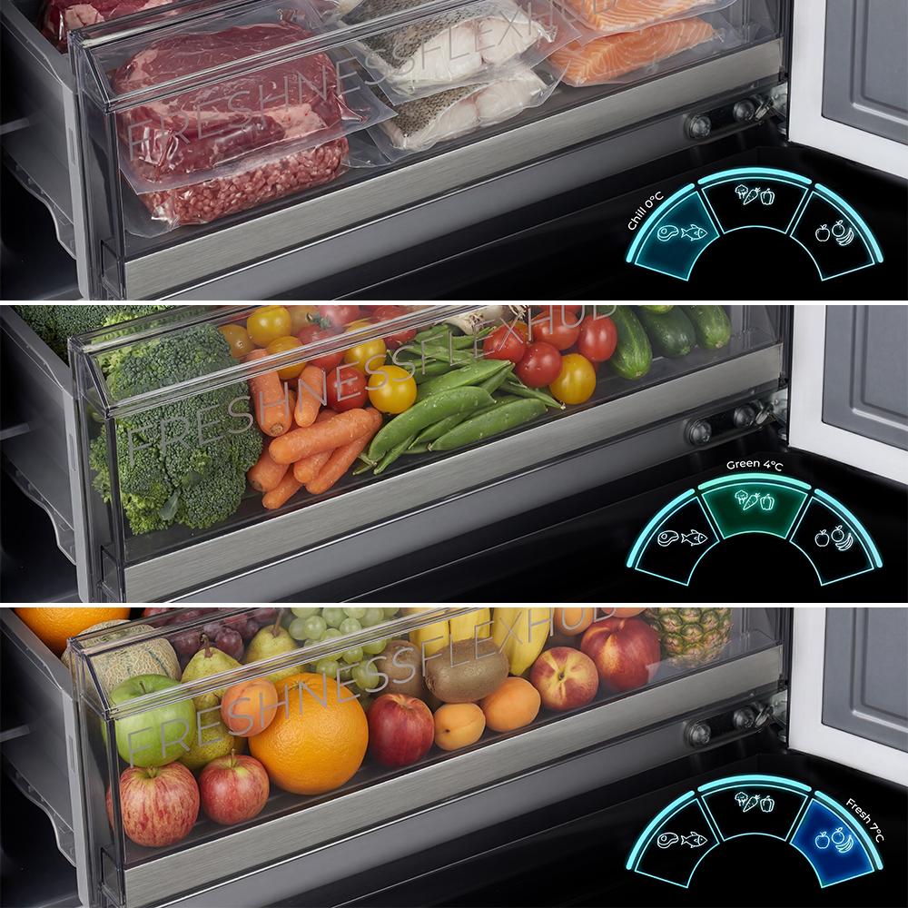 Frigorífico combi Cecotec 405 WL Elite Black Glass A, 200 x 59.5 x 66 cm, Total No Frost, clase A, 33 dB, 405 litros, Fresh Flex, cristal negro - imagen 3