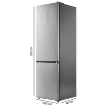 Bolero CoolMarket Combi 405 WL Elite Inox A - Frigorífico Combi Inox con interior Elite Grey y MAX INSIDE, Full LED Wall, Fresh Flex, Elite Grey, FlexiRacks, Display Full Color, Total NoFrost, Puerta Reversible, Compresor Inverter Plus, Ultra Silencioso 33dB, Modo ECO, Ultra Fast Freezing, Fast Cooling, Clase Energética A.