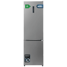 Bolero CoolMarket Combi 405 WL Elite Inox A - Frigorífico Combi Inox con interior Elite Grey y MAX INSIDE, Full LED Wall, Fresh Flex, Elite Grey, FlexiRacks, Display Full Color, Total NoFrost, Puerta Reversible, Compresor Inverter Plus, Ultra Silencioso 33dB, Modo ECO, Ultra Fast Freezing, Fast Cooling, Clase Energética A.