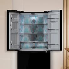 Bolero CoolMarket FD 510 Black Glass E. Frigorífico 4 puertas Glass estilo francés, con una gran capacidad de 510 L, 183 cm de alto, 84 cm de ancho, clase energética E y compresor inverter plus. Además, cuenta con distintos modos como Fast Cooling y Fast Freezing, así como sistemas como MultiAirFlow, Total NoFrost, Metal Cooling.