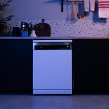Bolero Aguazero 6110 Lavavajillas blanco de 60 cm, diseñado para 13 cubiertos, con 6 programas de lavado y funciones Media Carga, programa 3 en 1, KidLock y panel FullTouch