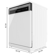 Bolero Aguazero 6110 Lavavajillas blanco de 60 cm, diseñado para 13 cubiertos, con 6 programas de lavado y funciones Media Carga, programa 3 en 1, KidLock y panel FullTouch