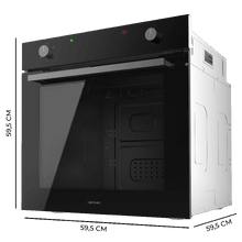Bolero Hexa C126410 Glass Black A Horno Integrable Convencional C126400 Glass Black de 80L de capacidad, 5 funciones, Convencional, Steam Assist, Steam EasyClean, Clase A, 2800W.