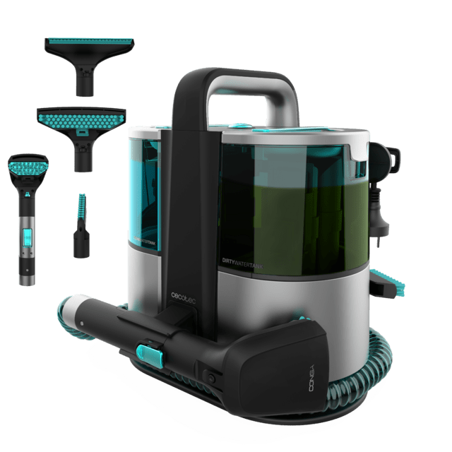 Conga 4000 Carpet&Spot Clean XL Advance Limpiatapicerías con 600 W de potencia y 14 kPa. Dos depósitos: agua limpia y agua sucia. Pulverizador de agua. Accesorio de ventanas y tres boquillas de succión.