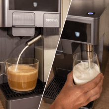 FreeStyle Latte T Espressomaschine mit sehr kompaktem 4-in-1-Milchtank. Geeignet für gemahlenen Kaffee, Dolce Gusto, Nespresso und K-fee.