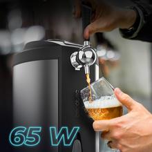 BeerFlow Steel 5000 Dispensador de cerveza con acabados de acero inoxidable de 65 W con temperatura ajustable de 2°C a 12°C, compatible con barriles universales presurizados y no presurizados de 5L, asa y bandeja recogegotas extraíbles, y pies antideslizantes para mayor estabilidad.