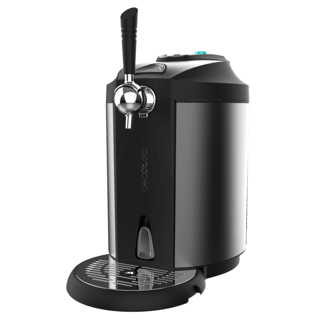 Grifo dispensador CECOTEC BeerFlow Steel 5000 vista lateral con bandeja recogegotas
