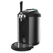 BeerFlow Steel 5000 Bierzapfanlage mit 65 W aus rostfreiem Stahl mit einstellbarer Temperatur von 2°C bis 12°C, kompatibel mit universellen 5-Liter-Fässern mit und ohne Druck, abnehmbarem Griff und Tropfschale sowie rutschfesten Füßen für einen sicheren Stand.