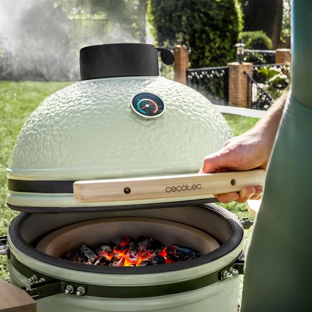 DragonFire 4600 Kamado Barbacoa de carbón cerámica 46 cm diámetro con resistencia hasta 1000º, soporte de hierro fundido y control de flujo de aire.