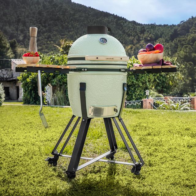 DragonFire 4600 Kamado Barbacoa de carbón cerámica 46 cm diámetro con resistencia hasta 1000º, soporte de hierro fundido y control de flujo de aire.