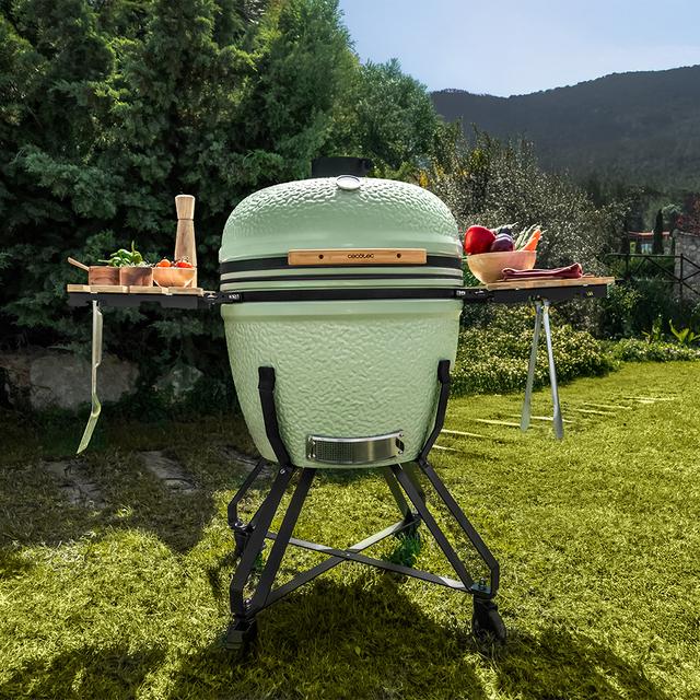 DragonFire 6000 Kamado Barbacoa de carbón cerámica 60 cm diámetro con resistencia hasta 1000º, soporte de hierro fundido y control de flujo de aire.