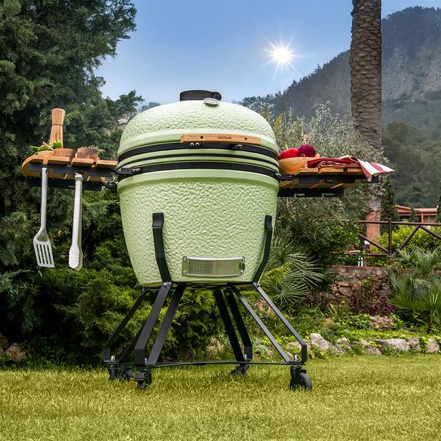 DragonFire 6000 Kamado Barbacoa de carbón cerámica 60 cm diámetro con resistencia hasta 1000º, soporte de hierro fundido y control de flujo de aire.