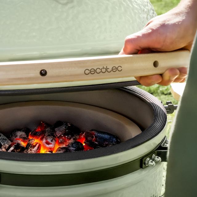 DragonFire 6000 Kamado Barbacoa de carbón cerámica 60 cm diámetro con resistencia hasta 1000º, soporte de hierro fundido y control de flujo de aire.