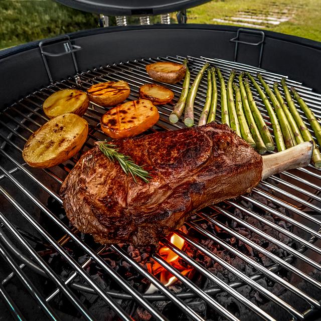 DragonFire 6000 Kamado Barbacoa de carbón cerámica 60 cm diámetro con resistencia hasta 1000º, soporte de hierro fundido y control de flujo de aire.