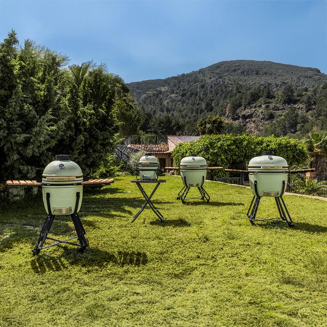 DragonFire 6000 Kamado Barbacoa de carbón cerámica 60 cm diámetro con resistencia hasta 1000º, soporte de hierro fundido y control de flujo de aire.