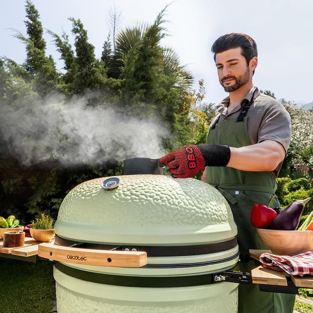 DragonFire 6000 Kamado Barbacoa de carbón cerámica 60 cm diámetro con resistencia hasta 1000º, soporte de hierro fundido y control de flujo de aire.