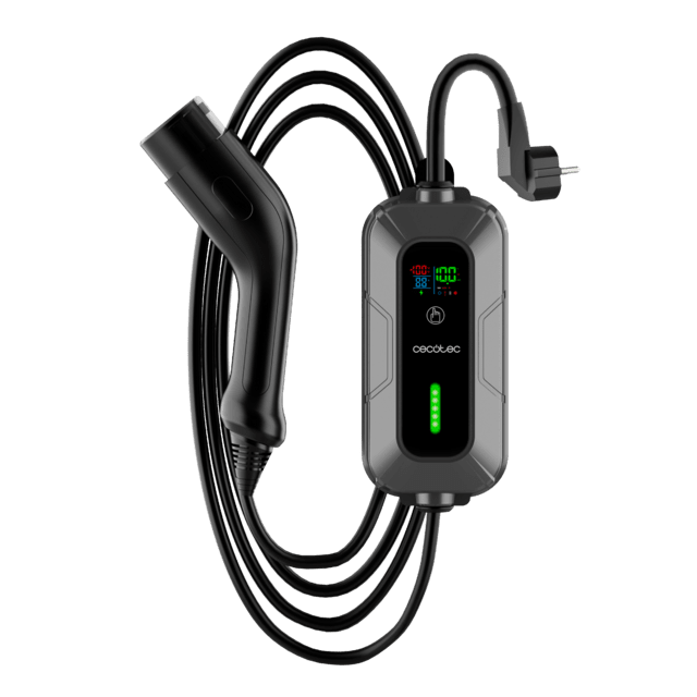 Caricabatterie portatile PIT&GO 3,5 kW Il caricabatteria portatile per auto elettrica consente di caricare la batteria di un'auto elettrica da una presa standard. È composto da un cavo di ricarica e da un adattatore che può essere collegato alla normale corrente elettrica.