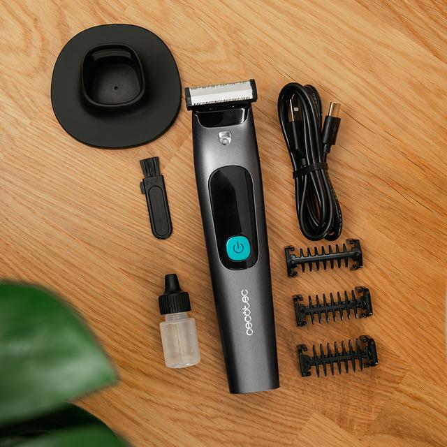 PrecisionCare OneShave Screen Rasoio per il viso con lame in acciaio inossidabile molto affilate, con 3 pettini (1/3/5 mm), base di appoggio, durata della batteria di 1,5 ore e resistenza IPX7.