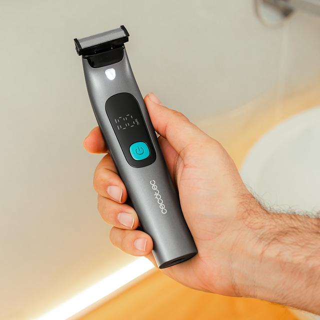 PrecisionCare OneShave Screen Rasoio per il viso con lame in acciaio inossidabile molto affilate, con 3 pettini (1/3/5 mm), base di appoggio, durata della batteria di 1,5 ore e resistenza IPX7.