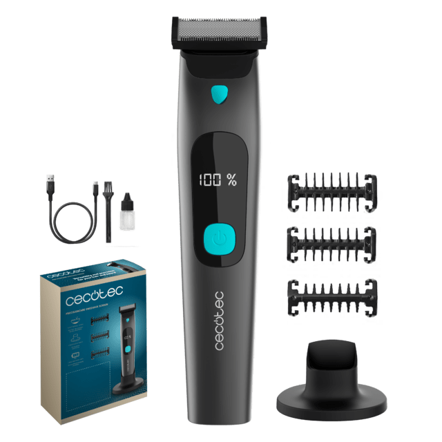 PrecisionCare OneShave Screen Rasuradora facial de gran afilado gracias a sus cuchillas de acero inoxidable, con 3 peines (1/3/5 mm), base de almacenamiento, autonomía de 1,5 horas y resistencia IPX7