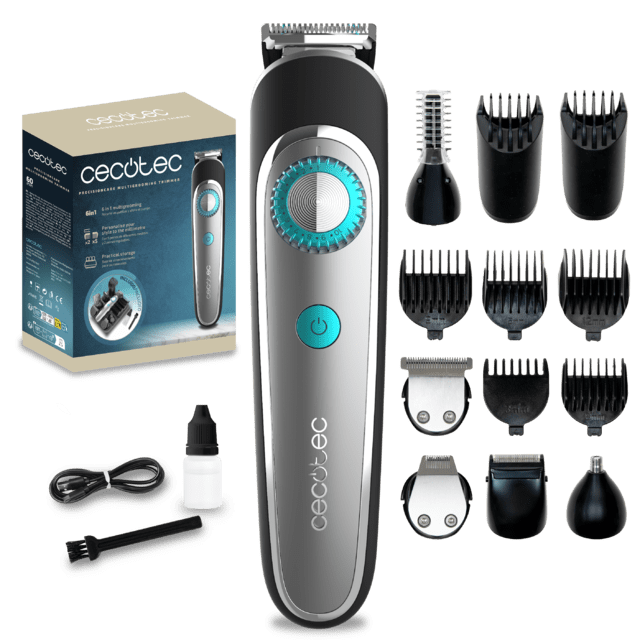 PrecisionCare Multigrooming Trimmer Multigrooming con 6 cabezales, con 5 peines en medidas de 3/6/9/12/15 mm, y 2 peines regulables de 1 a 10 mm y de 11 a 20 mm, un peine corporal y resistencia IPX7.