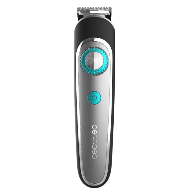 Tondeuse Multigrooming PrecisionCare Multigrooming avec 6 têtes, avec 5 peignes en mesures de 3/6/9/12/15 mm, et 2 peignes réglables de 1 à 10 mm et de 11 à 20 mm, un peigne corporel et une résistance IPX7.