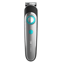 Tondeuse Multigrooming PrecisionCare Multigrooming avec 6 têtes, avec 5 peignes en mesures de 3/6/9/12/15 mm, et 2 peignes réglables de 1 à 10 mm et de 11 à 20 mm, un peigne corporel et une résistance IPX7.