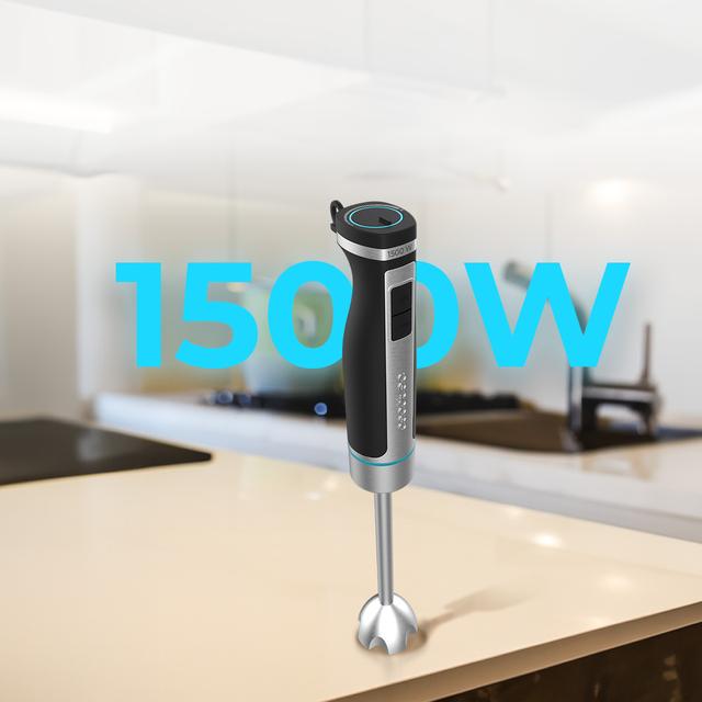 PowerGear 1500 XL Cream Varinha mágica com 1500 W, pé extralongo, 4 folhas com revestimento de titânio e engranagem de metal e vários acessórios.