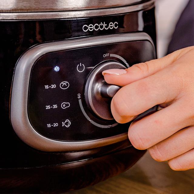 Vapovita SteelPot Cuit-vapeur électrique de 1300 W avec 3 récipients en acier inoxydable d'une capacité totale de 10 L.