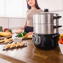 Vapovita SteelPot Cuit-vapeur électrique de 1300 W avec 3 récipients en acier inoxydable d'une capacité totale de 10 L.