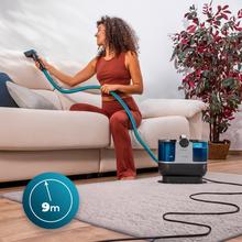 Conga 7000 Carpet&Spot Clean Steam XXL Limpiatapicerías con 1700 W de potencia. Uso de vapor para desincrustar mejor la suciedad. Depósito de agua limpia de 1600 ml y de agua sucia de 950 ml. Radio de acción de 7 metros.
