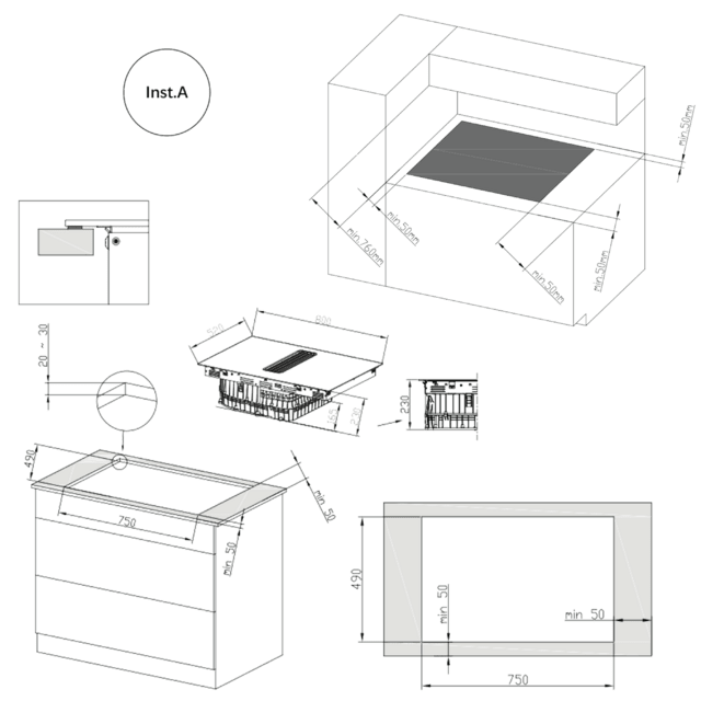 Bolero Squad IH 4800 TotalFlex80 Plaque à induction avec 2 foyers TotalFlex et hotte aspirante intégrée, puissance maximale de 7400 W, 15 niveaux avec fonction Booster, minuterie, indicateur de chaleur résiduelle, Kid Lock, arrêt automatique de sécurité, aspiration 630 m3/h, 3 vitesses d'aspiration avec fonction Booster, contrôle automatique de la hotte, filtres à charbon, classe A et Touch Slider Control.